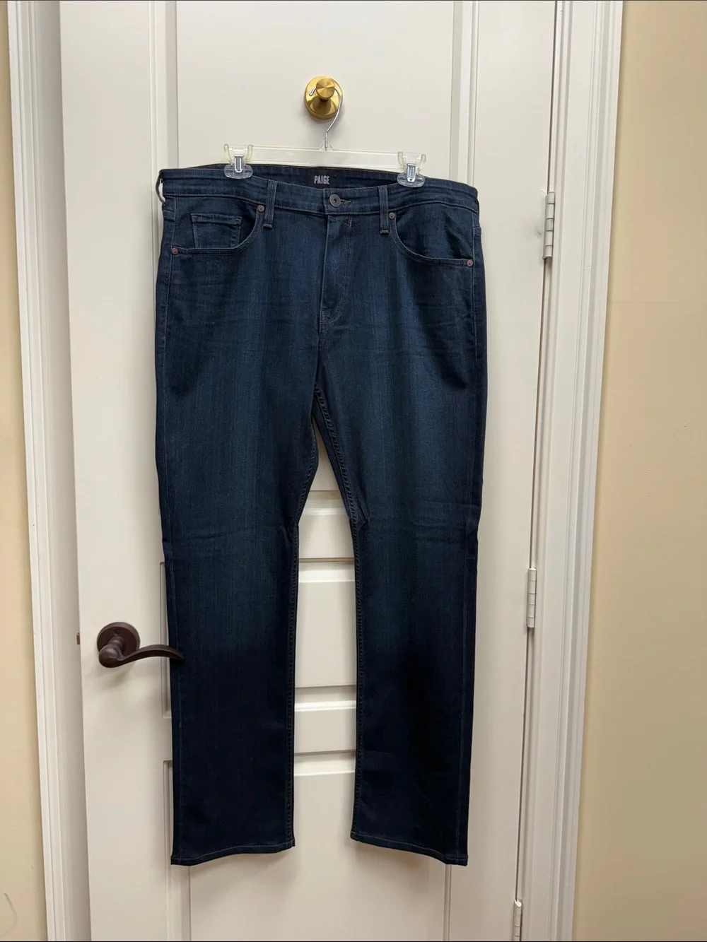 PAIGE Men’s Straight Jeans in Dark Blue Indigo